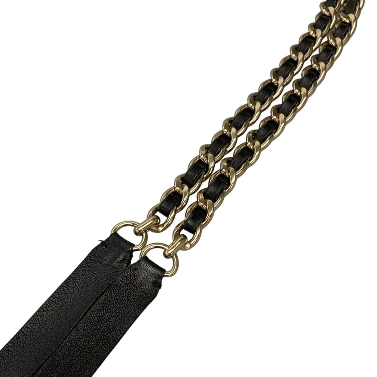 CHANEL(シャネル) ベルト - 黒×ゴールド ココマーク/チェーン/Lサイズ