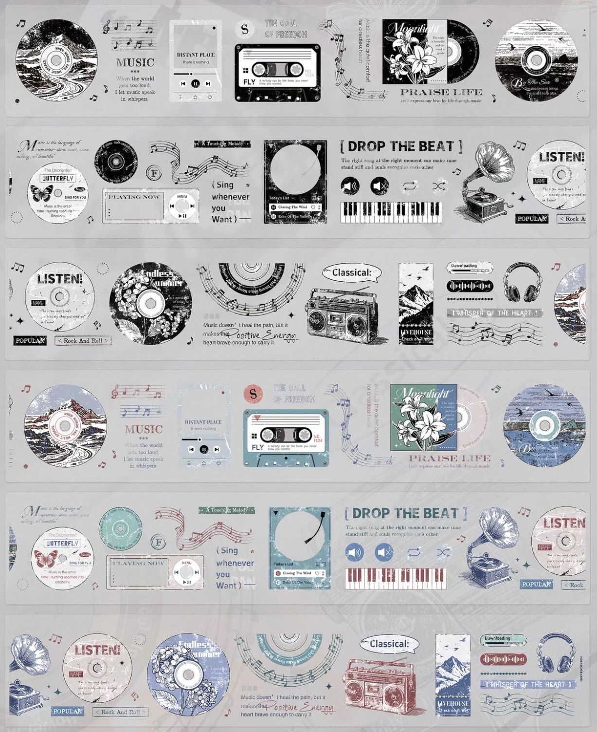 PET 回响 ダイカット加工 6cm×6m 200cm/loop 海外マスキングテープ