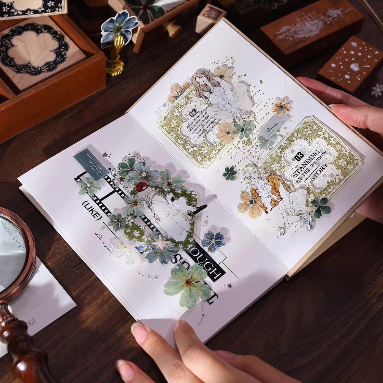 PET 青书 ダイカット加工 6.5cm×6m 200cm/loop 海外マスキングテープ