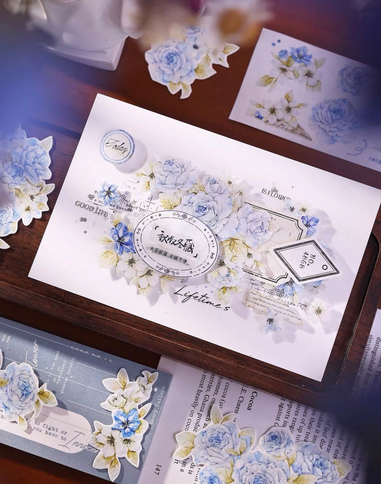 贝壳光 涧石蓝 ダイカット加工 5.5cm×6m 150cm/loop 海外マスキング