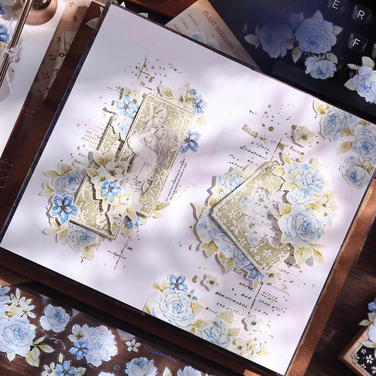 贝壳光 涧石蓝 ダイカット加工 5.5cm×6m 150cm/loop 海外マスキング