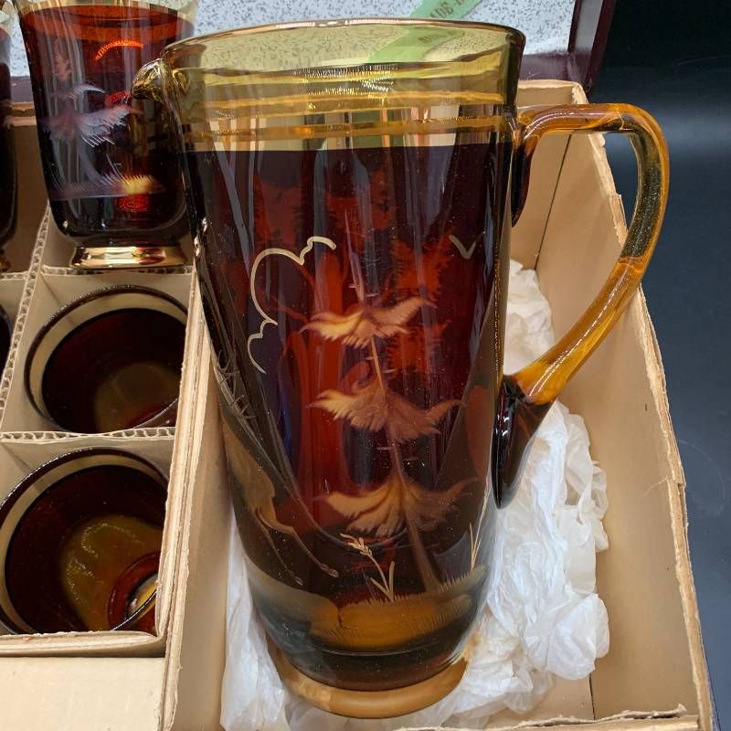 ボヘミアガラス ヴィンテージ グラス6客&ピッチャー1 セット Bohemia