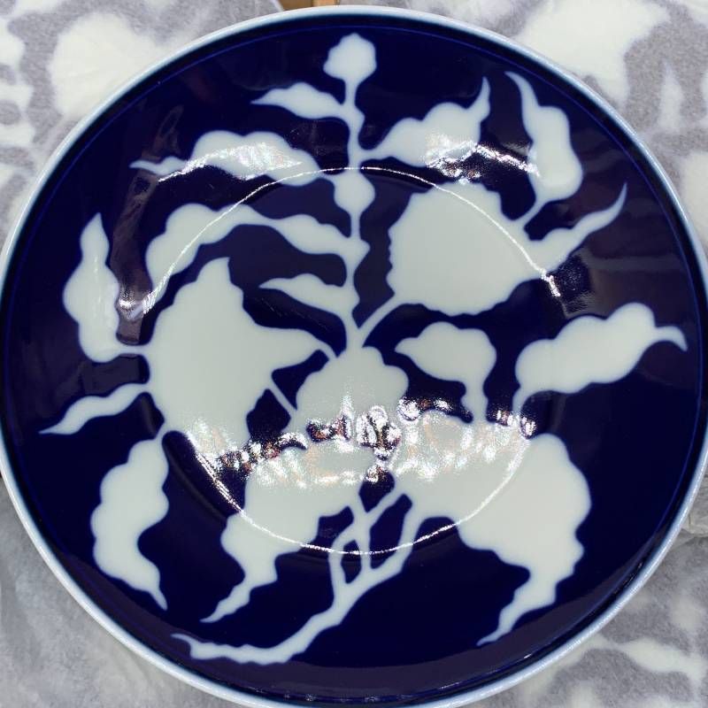 宮内庁御用達 有田焼 深川製磁 明染付白抜紋 小皿 5客揃