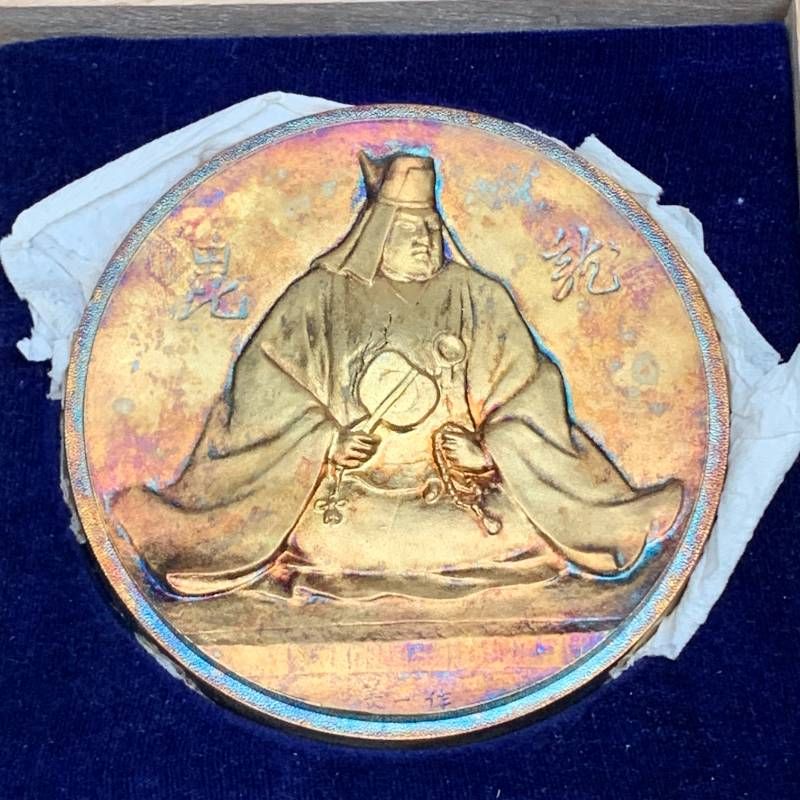 R341 上杉謙信公像 滝川美一作 記念メダル 錦工房謹製 金属製 共箱