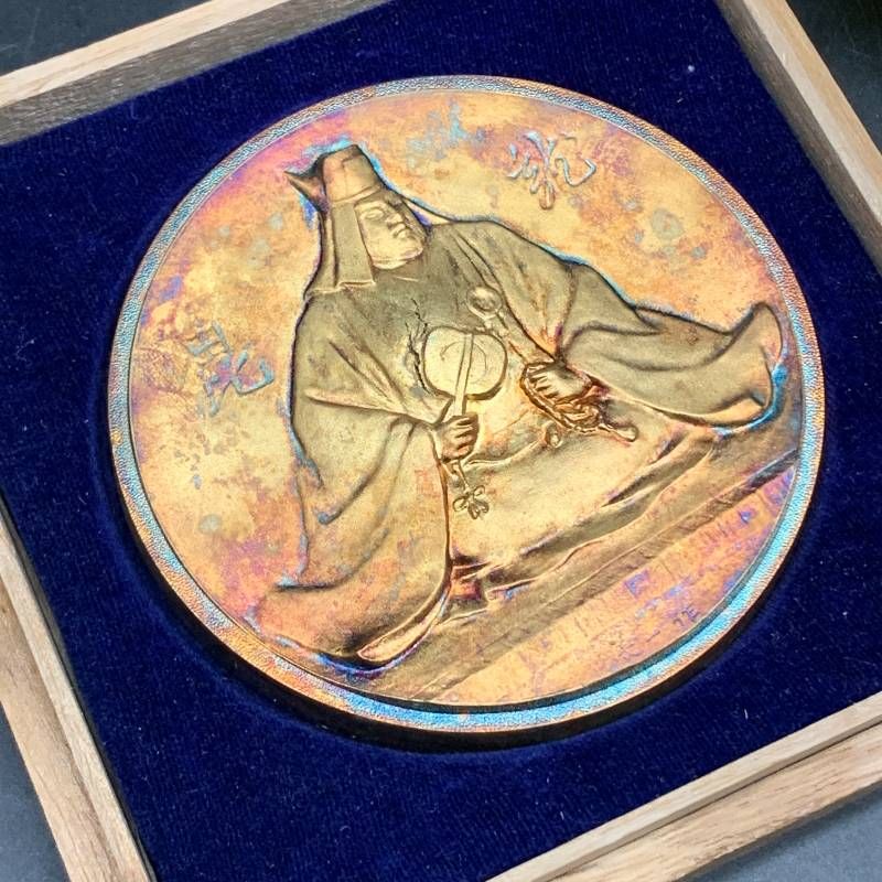 R341 上杉謙信公像 滝川美一作 記念メダル 錦工房謹製 金属製 共箱