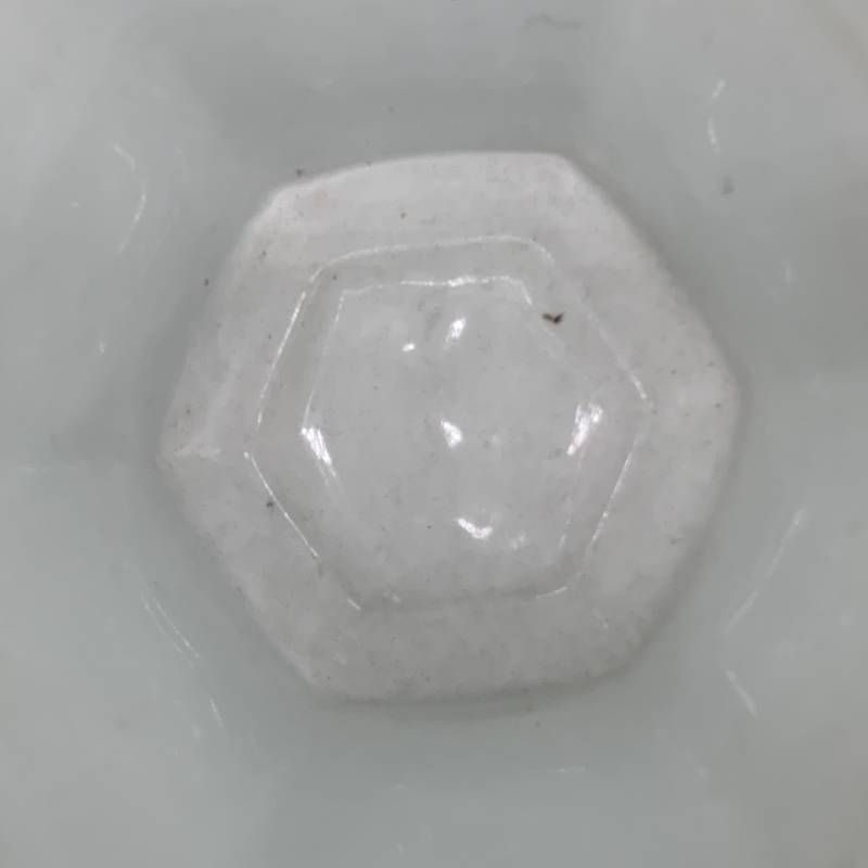 T371 香蘭社 六角形 陶器 花瓶 フラワーベース 白ホワイト