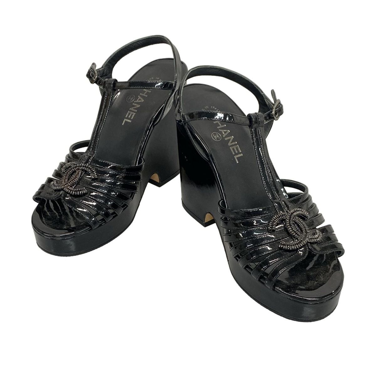 CHANEL サンダル 38 CHANEL(シャネル) サンダル 38 1/2 レディース美品 - 黒 ココマーク