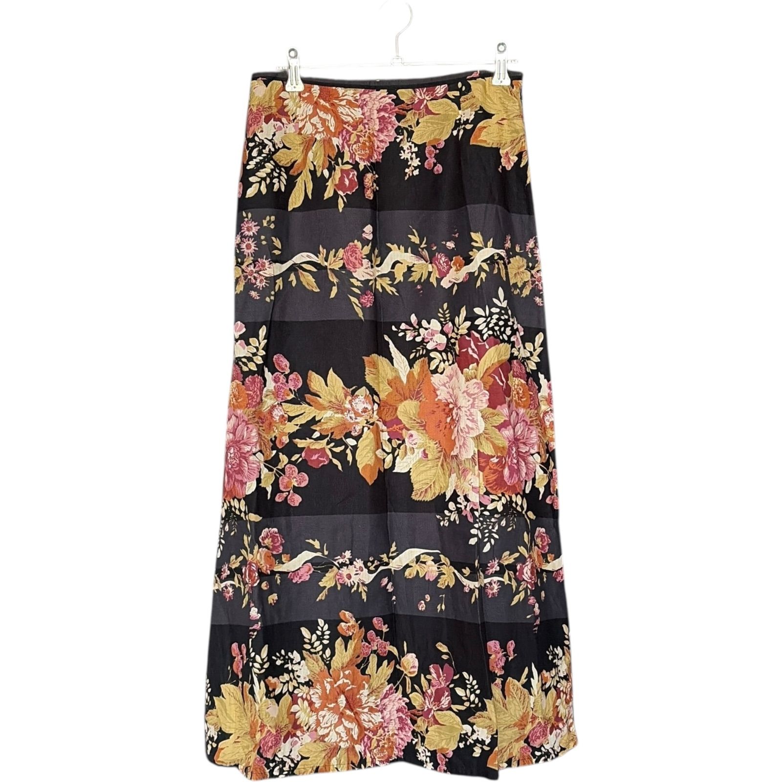 Z1623 SCAPA ロングスカート スキャパ フレア L イタリア 麻 コットン