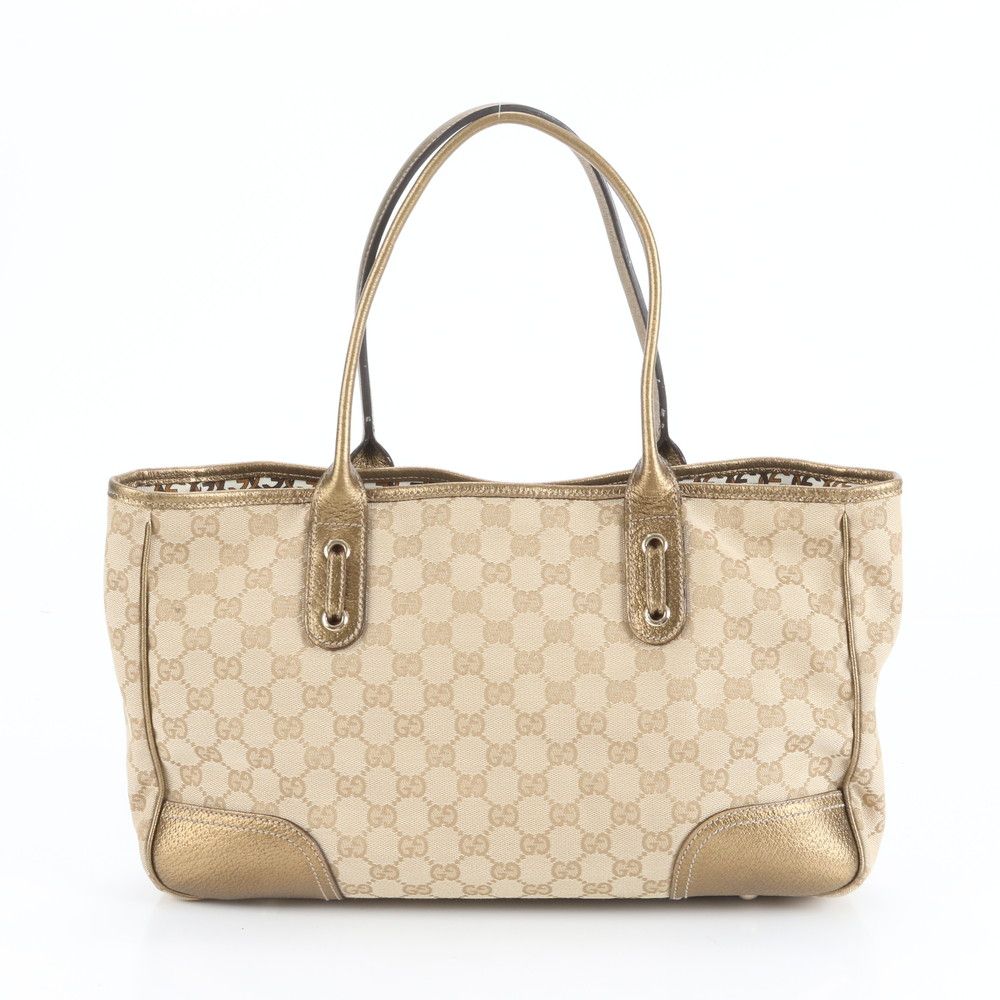 極美品 グッチ GG キャンバス プリンシー レザー トート バッグ 肩掛け