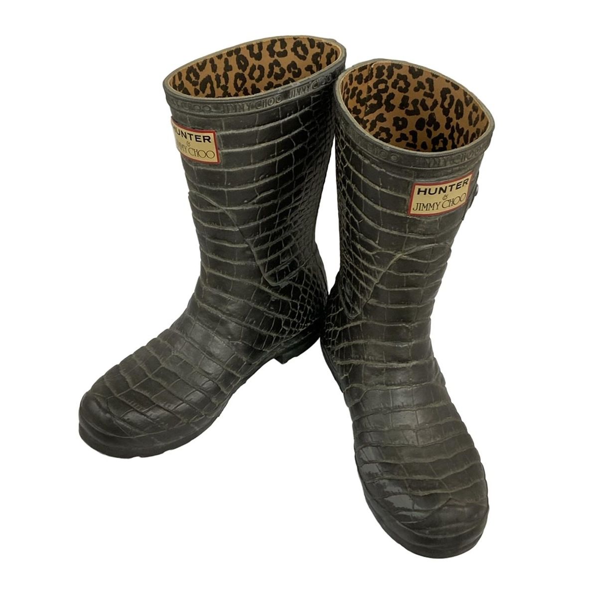 HUNTER(ハンター) レインブーツ 4 レディース - カーキ 型押し加工