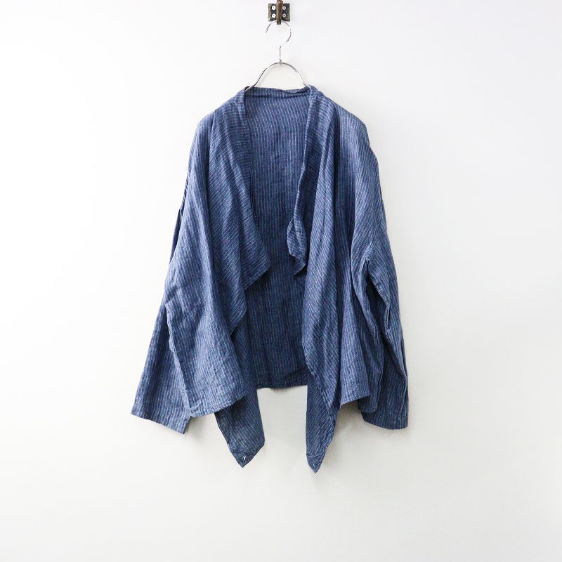 ネストローブ nest Robe リネン ストライプ カシュクール ブラウス F