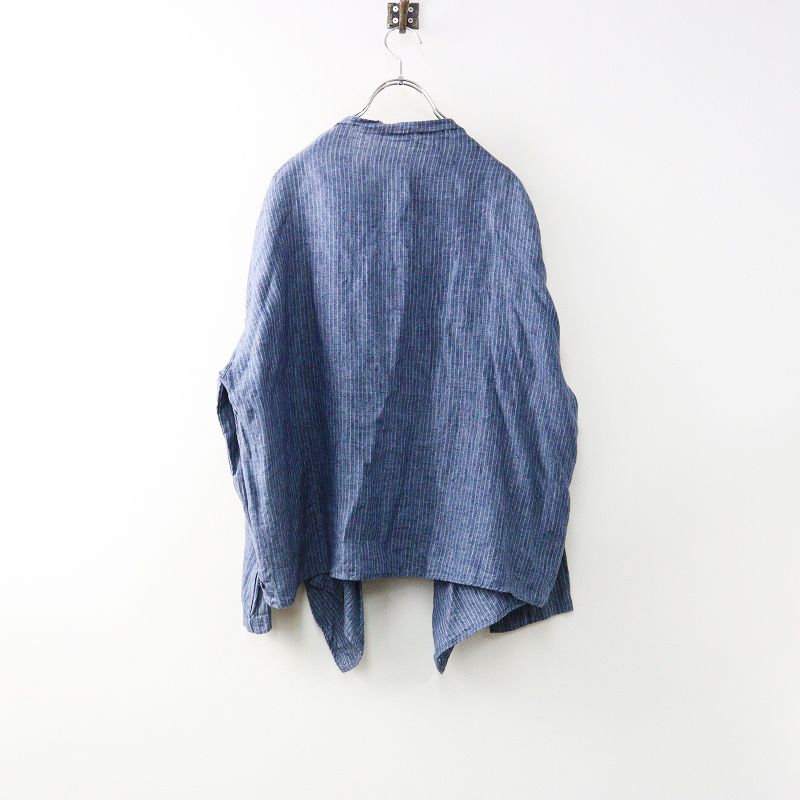 ネストローブ nest Robe リネン ストライプ カシュクール ブラウス F