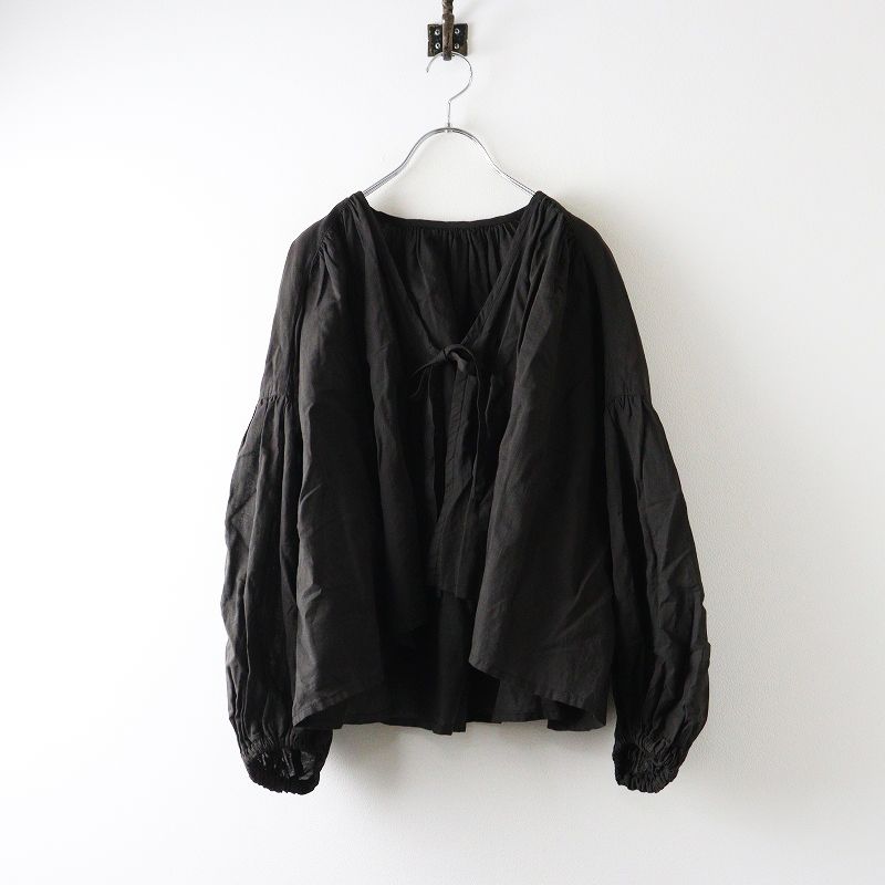 ネストローブ　コットンラミー　ミルフィーユカラーブラウス　黒 nest robe（ネストローブ）| コットンラミー ミルフィーユカラー