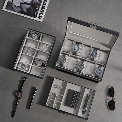 新品】ProCase 3段式腕時計ケース 20本 大容量 男性用 ウォッチ