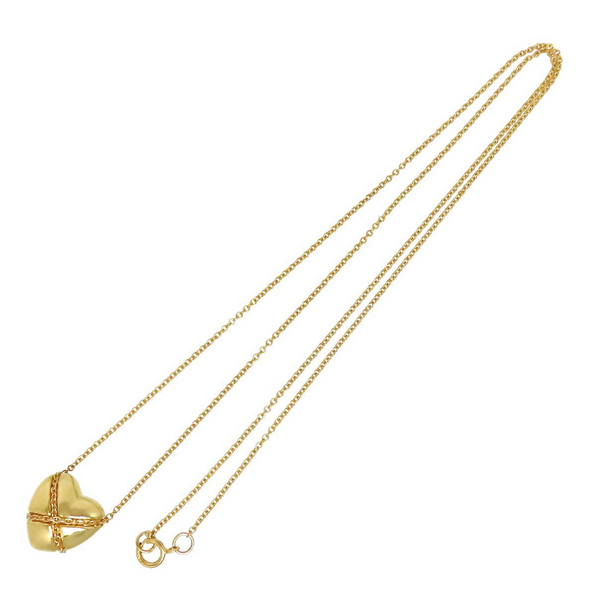 ティファニー クロスチェーン ハート ネックレス 18K 750 (K18YG