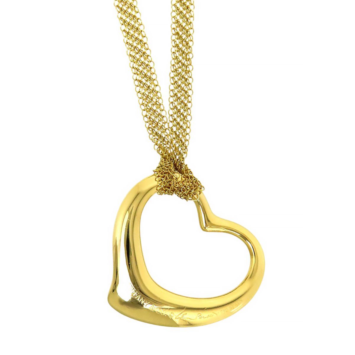 ティファニー オープンハート ネックレス 750 (K18YG) レディース