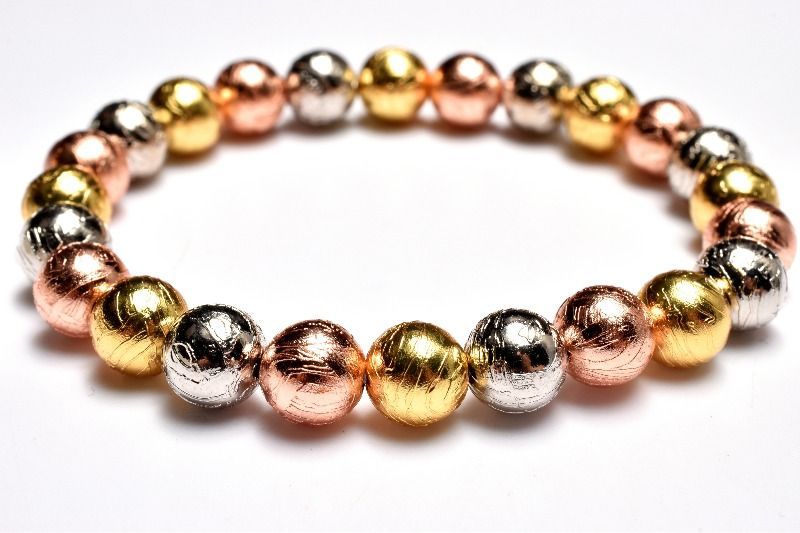 宇宙からの贈り物 アルタイ隕石(メテオライト)　8mm　ミックス ブレスレット 1点物】宇宙からの贈り物◇MIX メテオライト(アルタイ隕石) 8mm