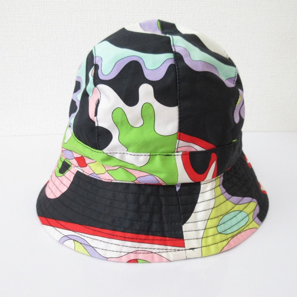 良品 EMILIO PUCCI エミリオプッチ コットン ハット ネイビー マルチ