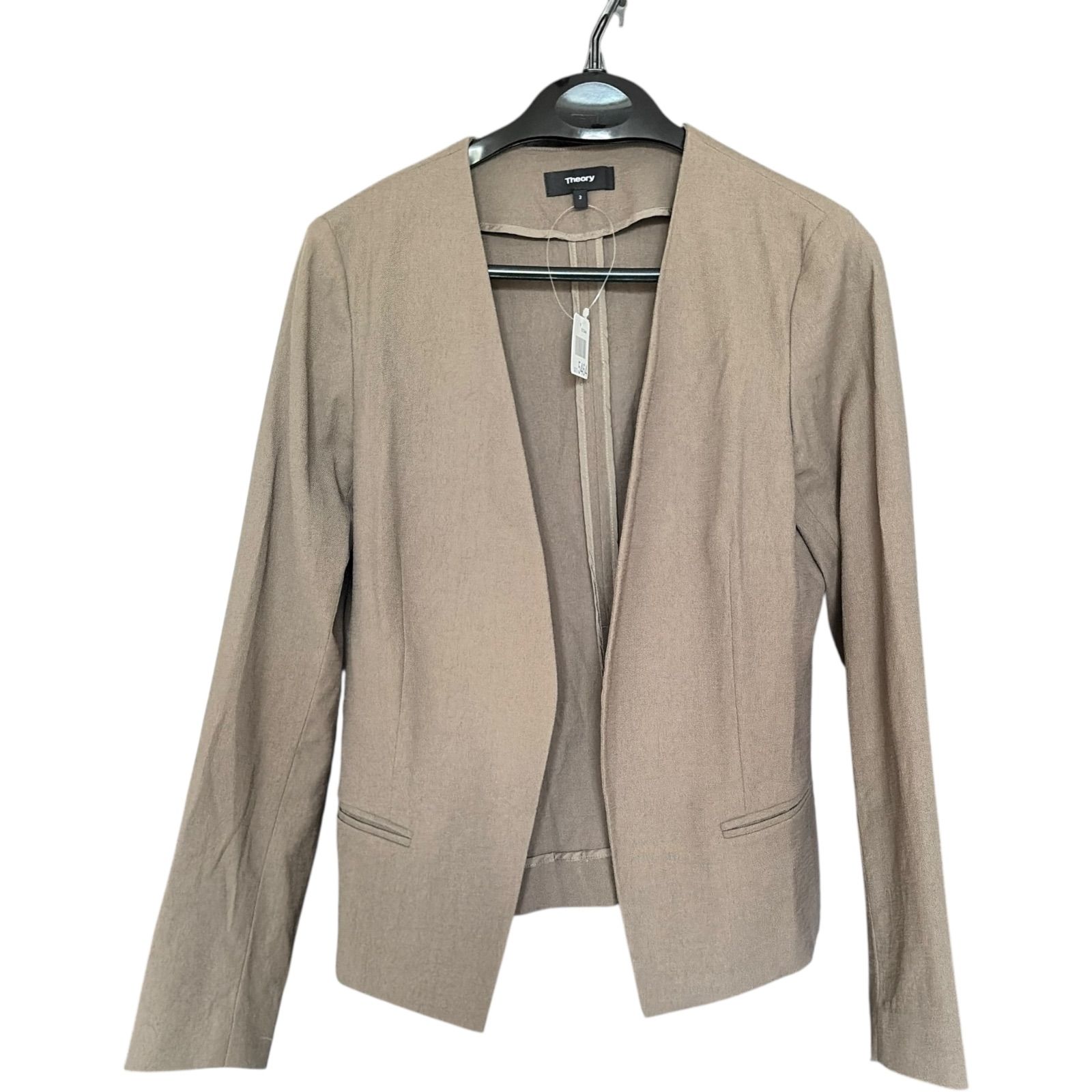 Z1623 セオリー theory ノーカラージャケット ベージュ カーキ
