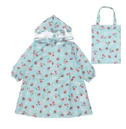 [kids foret] レインコート キッズ 子供 女の子 通園 通学 ランドセル対応 撥水加工 いちご ユニコーン 収納バッグ (S サックス， M) [S サックス] [M]