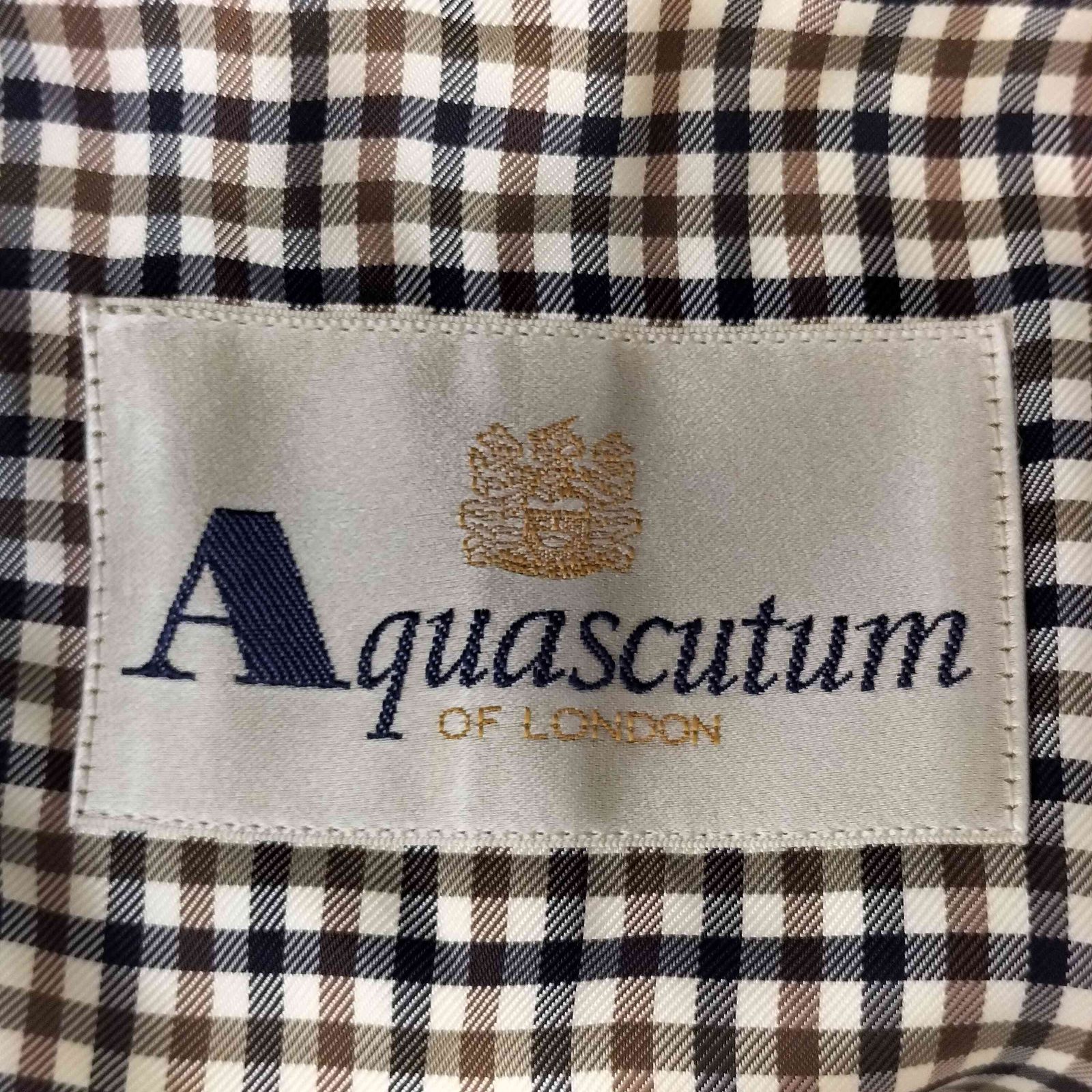 アクアスキュータム AQUASCUTUM 裏地チェック 比翼ステンカラーコート
