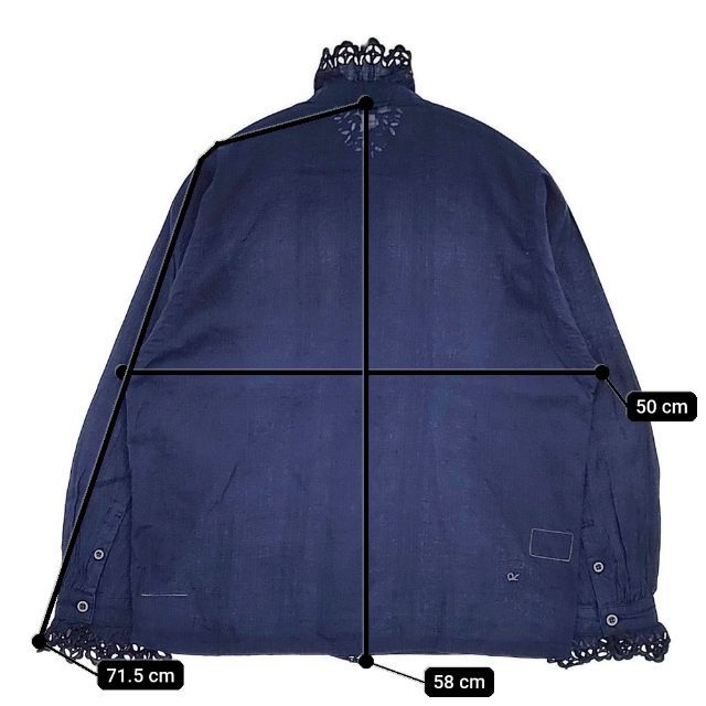 45R/45rpm 藍インドカディdeカットワークブラウス 定価52800円