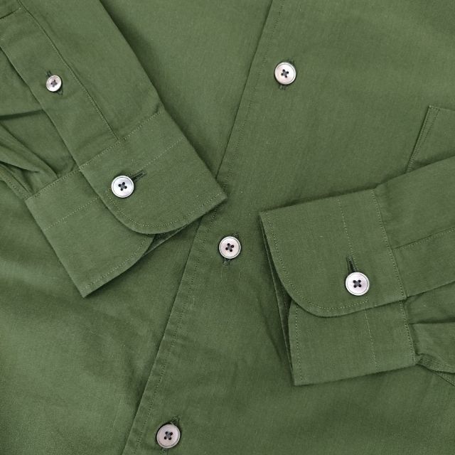 COMOLI S03-02014 バンドカラー シャツワンピ コットン プルオーバー ワンピース グリーン レディース コモリ【中古】5-1106M∞ COMOLI S03-02014 バンドカラー シャツワンピ コットン プルオーバー