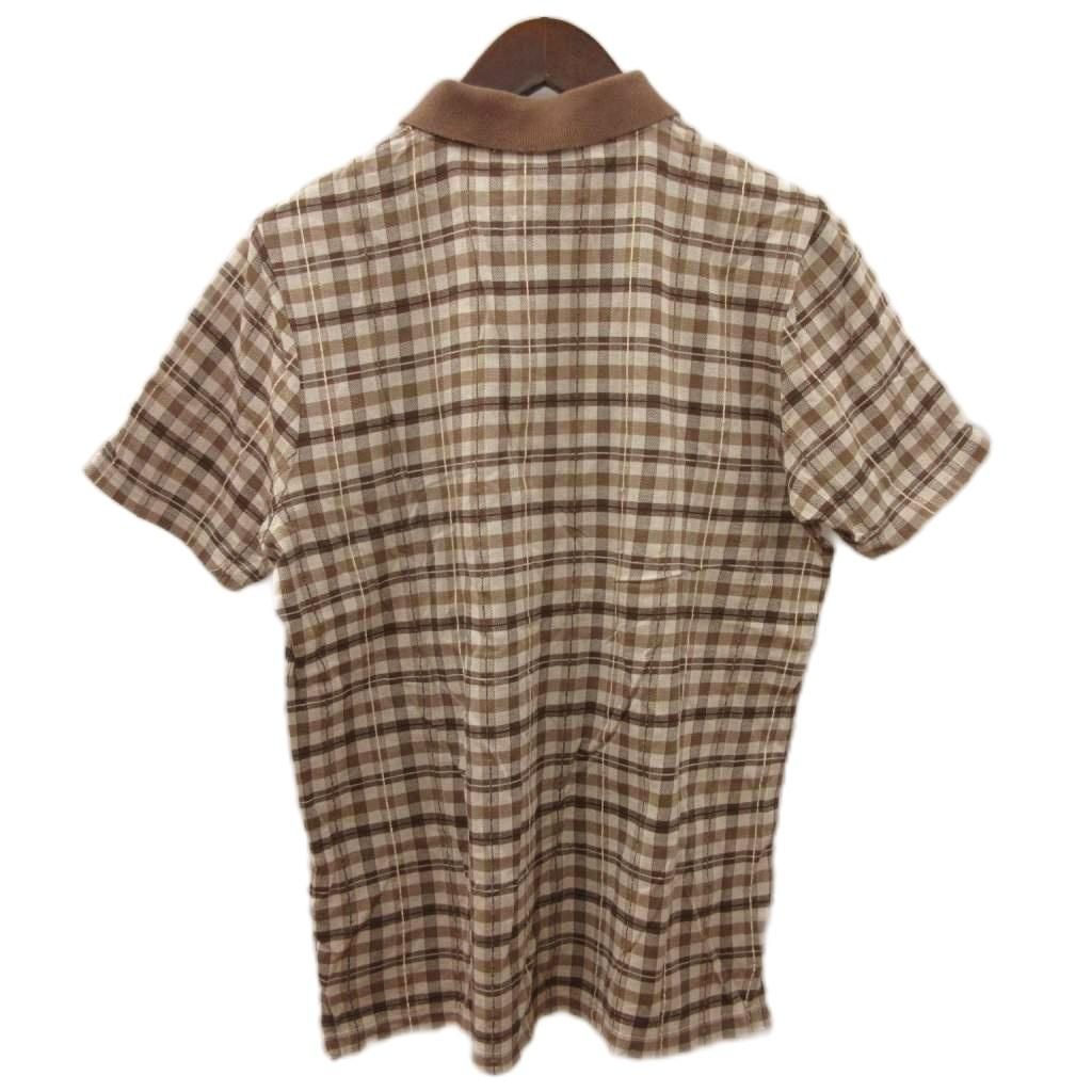 新品　アクアスキュータム　高級チェック半袖ポロシャツ　2L　ベージュ31900円 新品 アクアスキュータム 高級チェック半袖ポロシャツ 2L ベージュ