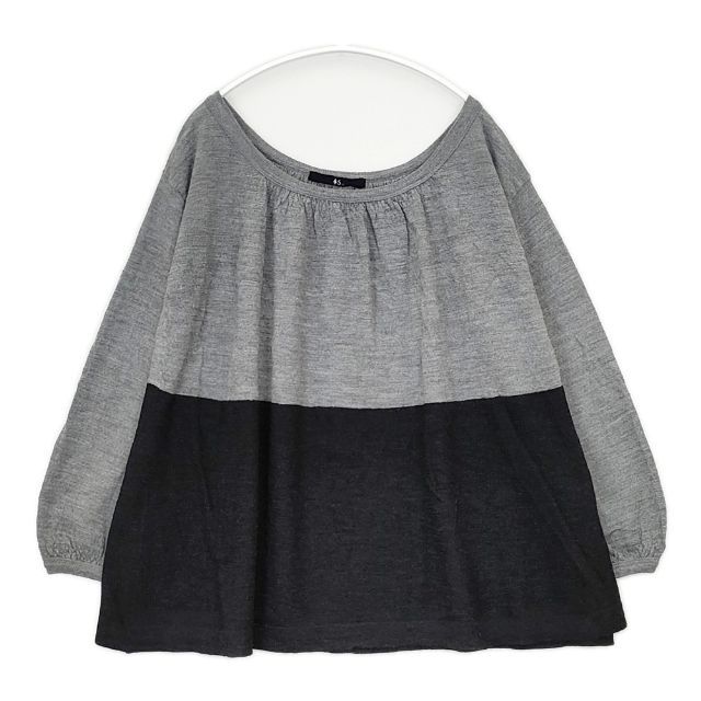 45R/45rpm 未使用品 バイカラーウール天竺ブラウス 定価27500円 チュニック グレー レディース フォーティーファイブアールピーエム【中古】5-1106T∞ 45R/45rpm 未使用品 バイカラーウール天竺ブラウス 定価27500円