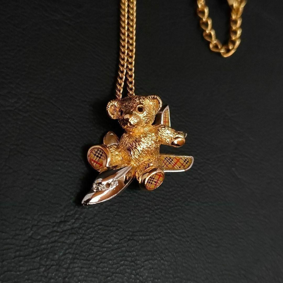 極美品　BURBERRY　バーバリー　ネックレス　丸カン ゴールド　メッキ 極美品】Burberry バーバリー ネックレス ゴールド クマ JAL限定品