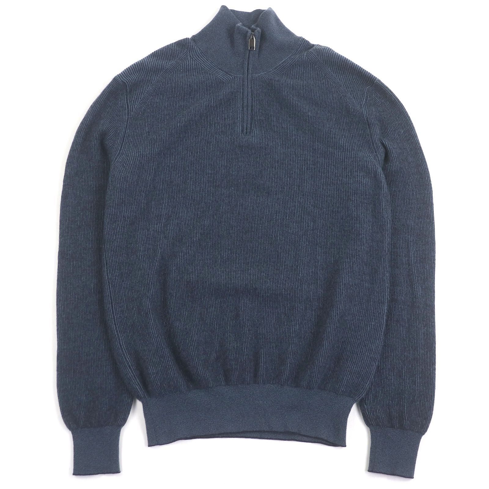 美品□Brioni ブリオーニ UMS70L カシミヤ ウール シルク ハーフジップ