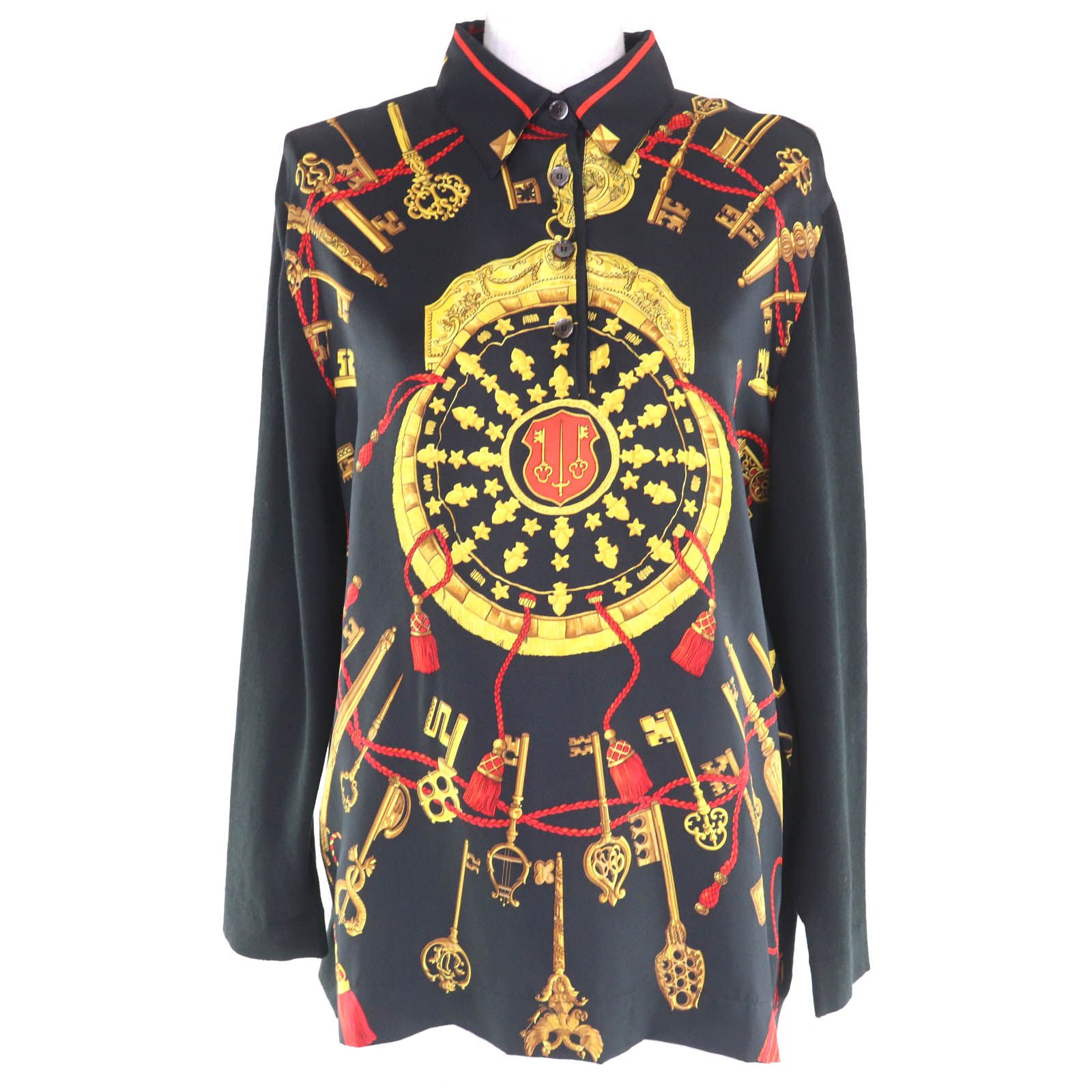 極美品◇HERMES エルメス LES CLES THE KEYS RARE シルク カシミヤ混