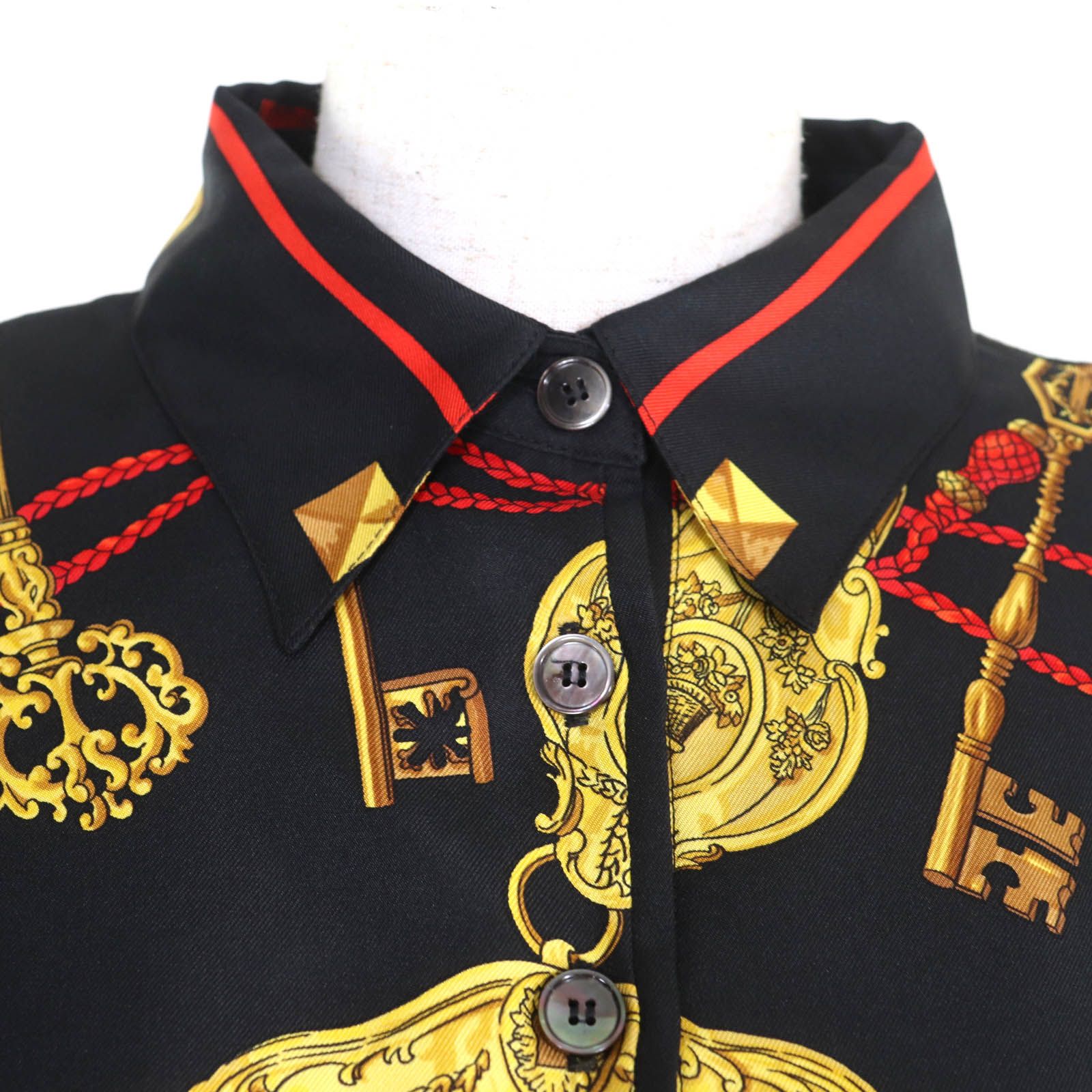 極美品◇HERMES エルメス LES CLES THE KEYS RARE シルク カシミヤ混