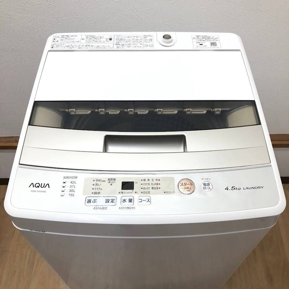 ss8107 【中古】 アクア 洗濯機 AQW-S45H(W) 4.5kg ホワイト AQUA 全 