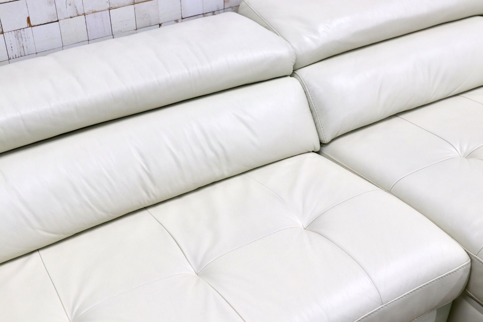 アクタス☆ACTUS 本革ソファ ギャラリーM ホワイト 2.5人掛け アクタス