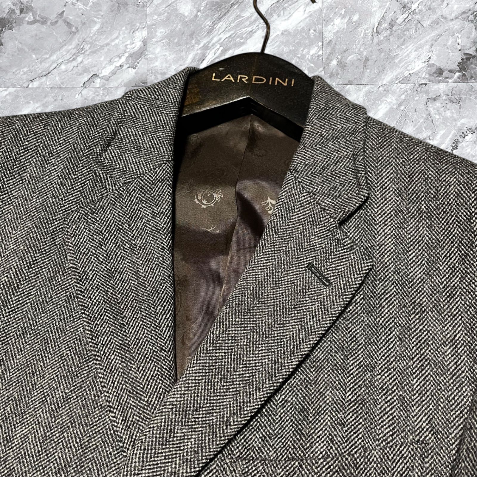 アンジェリコ　チェスターコート　シングル　ヘリンボーン　ダークグレー　ウール 絹 ANGELICO アンジェリコ チェスターコート ロングコート ヘリンボーン