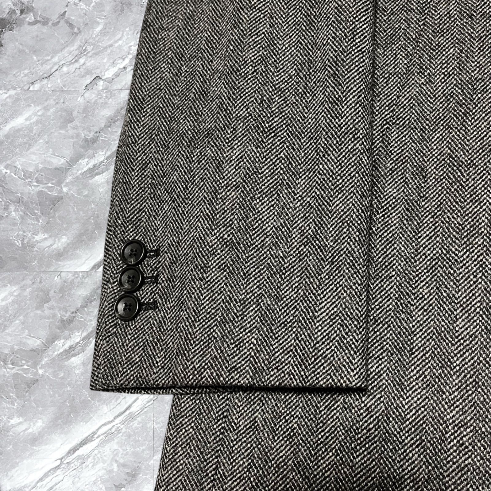 アンジェリコ　チェスターコート　シングル　ヘリンボーン　ダークグレー　ウール 絹 アンジェリコ チェスターコート シングル ヘリンボーン ダークグレー