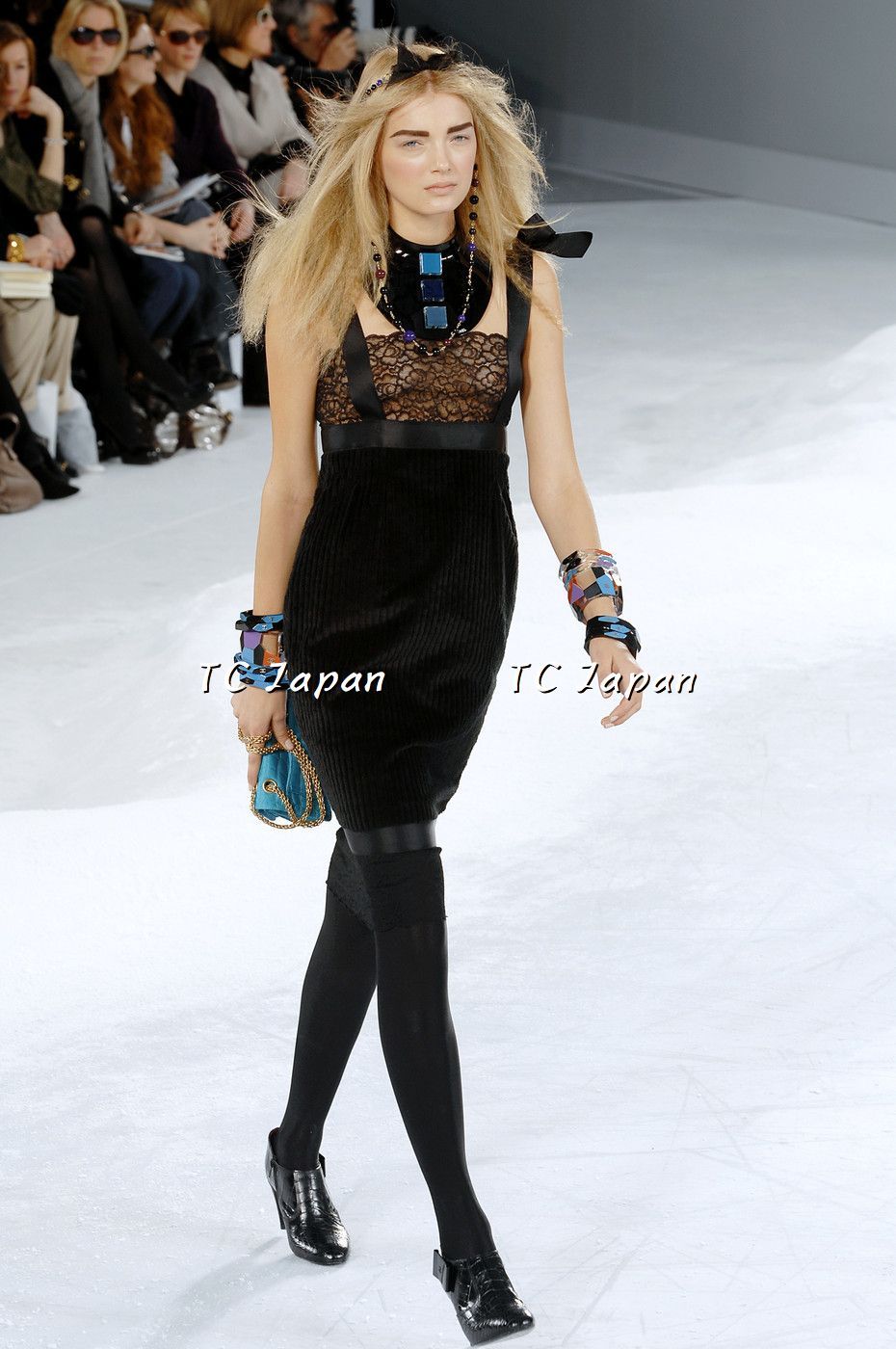 シャネル ワンピース CHANEL スーパーモデル レース ブラック