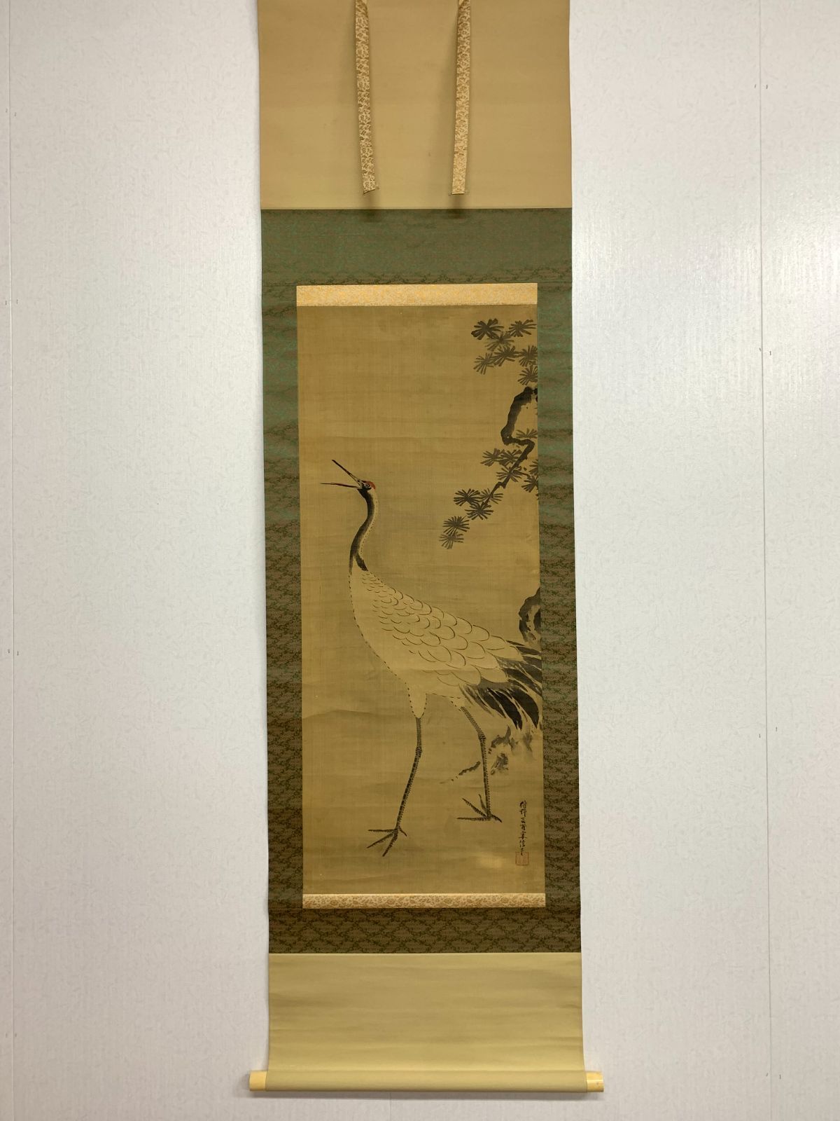 掛け軸】137 狩野友甫（宴信）「鶴図」 花鳥 江戸時代中期 #茶掛 #掛軸