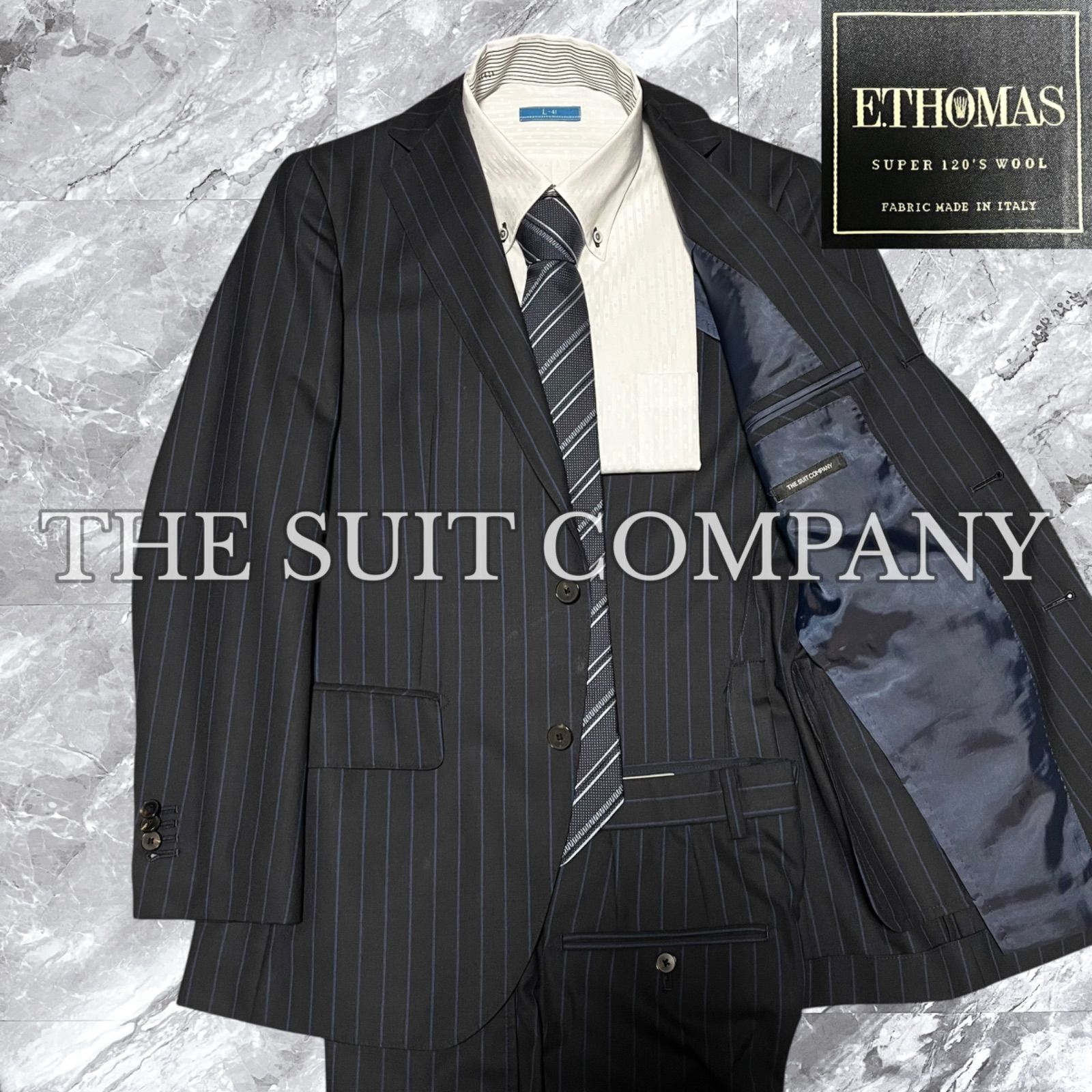 極美品 THE SUIT COMPANY ザスーツカンパニー E.THOMAS SUPER 120'S
