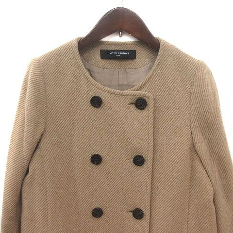 美品UNITED ARROWSユナイテッドアローズアンゴラコート ユナイテッドアローズ アンゴラ混 ウールコート 38 黒 Aライン ベルト