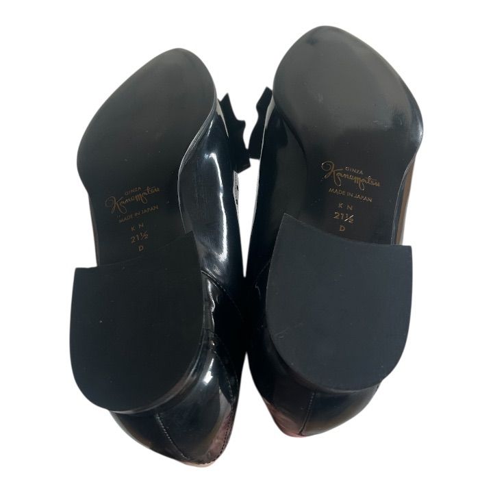 Z1607GINZA Kanematsu 銀座かねまつ パンプス リボン ブラック