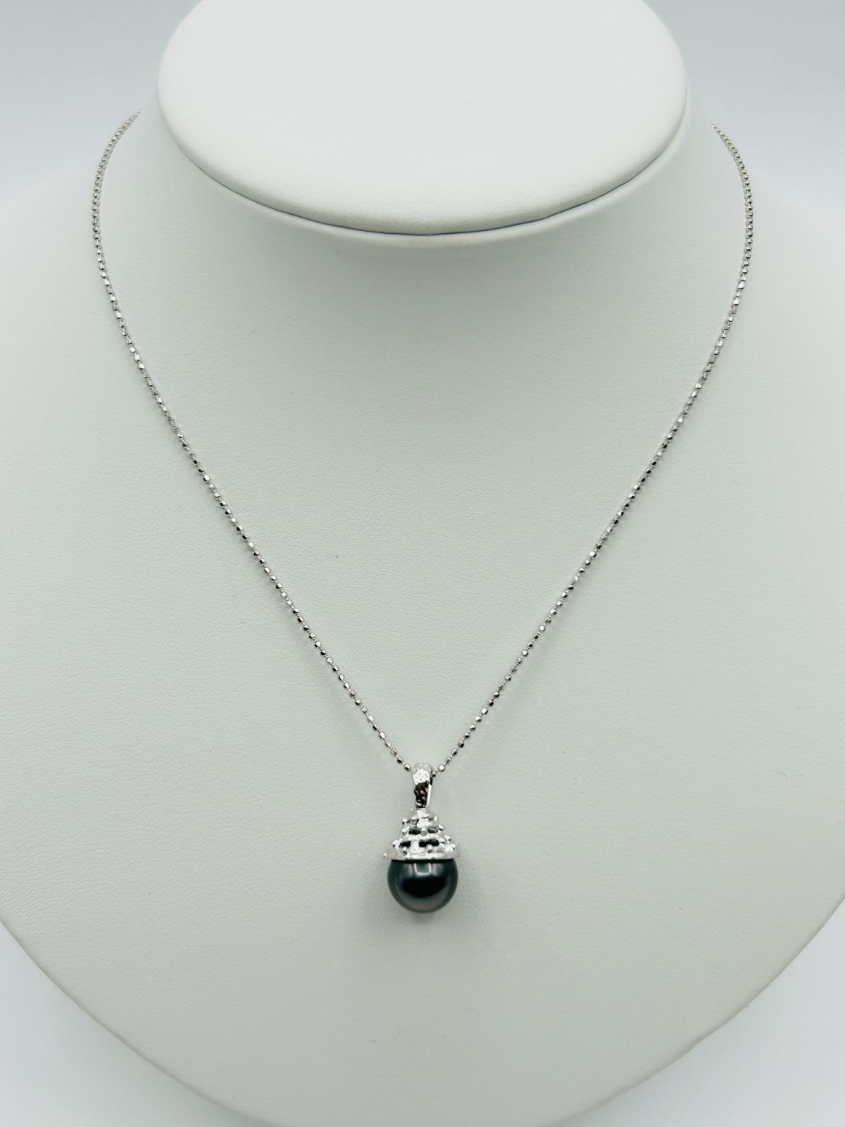 真珠 タヒチ 黒蝶 パール ペンダント ネックレス 10.5mmUP SV シルバー