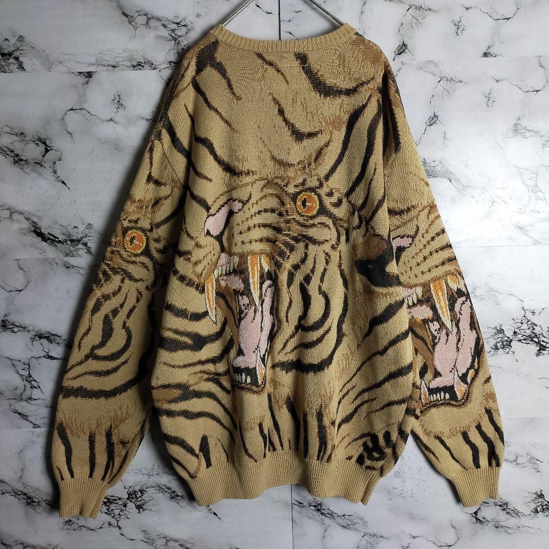 【人気即完売】ワコマリア　総柄　虎　ジャガード織　カーディガン　Lサイズ 人気即完売】ワコマリア 総柄 虎 ジャガード織 カーディガン Lサイズ