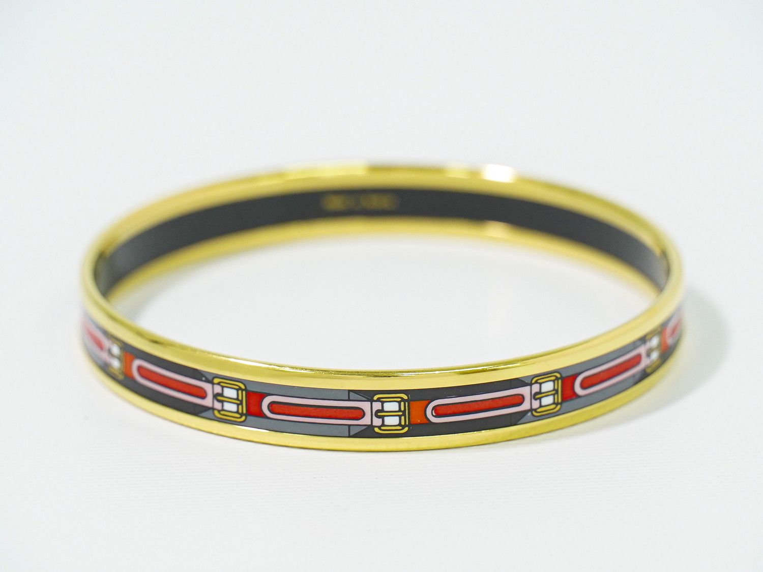 エルメス エマイユPM 七宝焼き リボン柄 バングル ブレスレット ゴールド エルメス エマイユPM 七宝焼き リボン柄 バングル ブレスレット