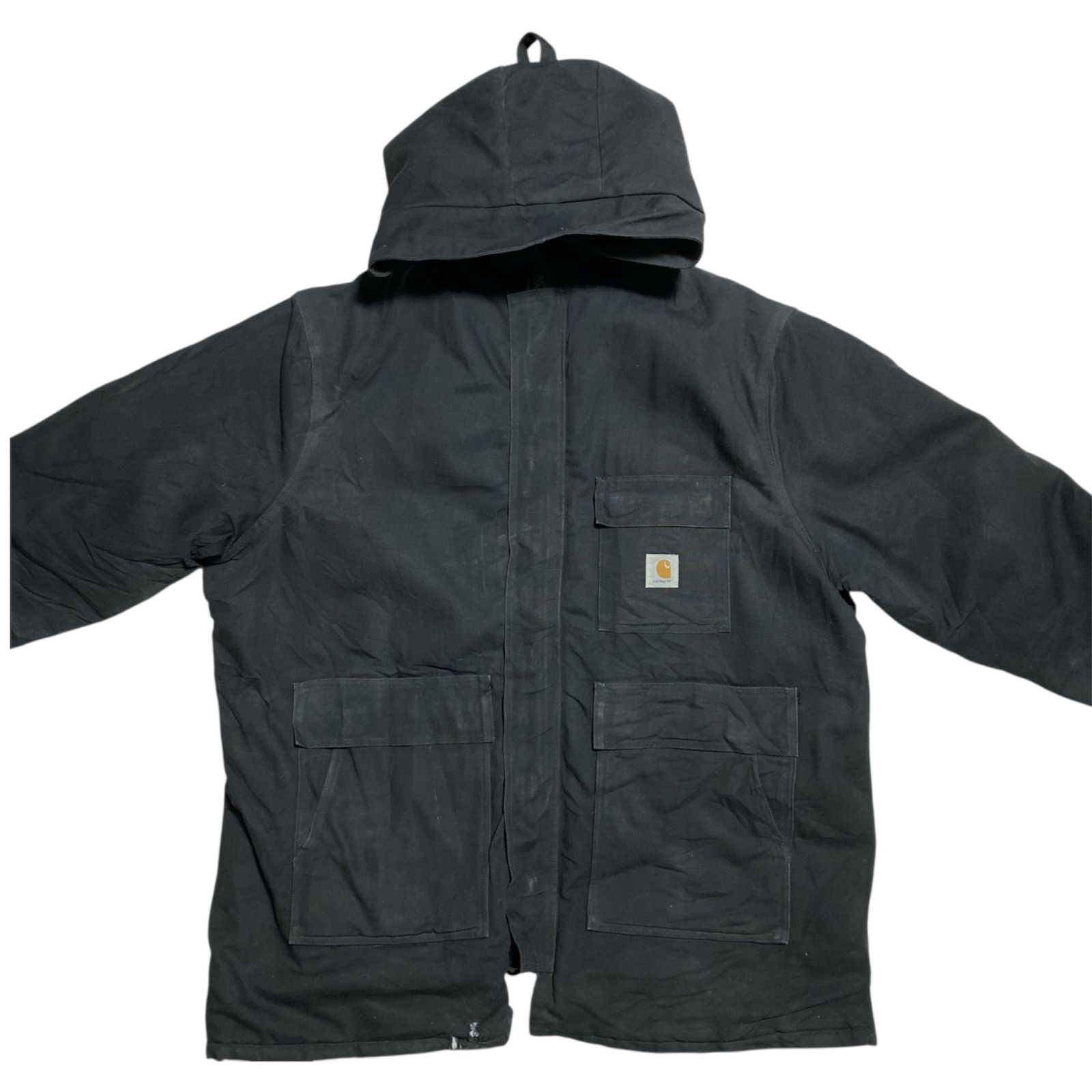 ワークジャケット カーハート ロゴ ダックアクティブジャケット ビックシルエット 3 XL ブラック アウター メンズ 古着 長袖