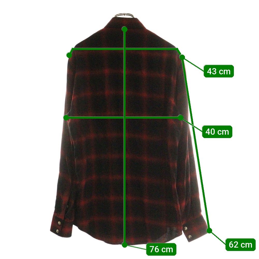 CELINE (セリーヌ) オンブレチェック長袖シャツ レッド/ブラック