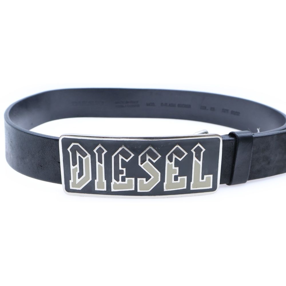 DIESEL (ディーゼル) メタル ロゴプレート バックル レザー ベルト