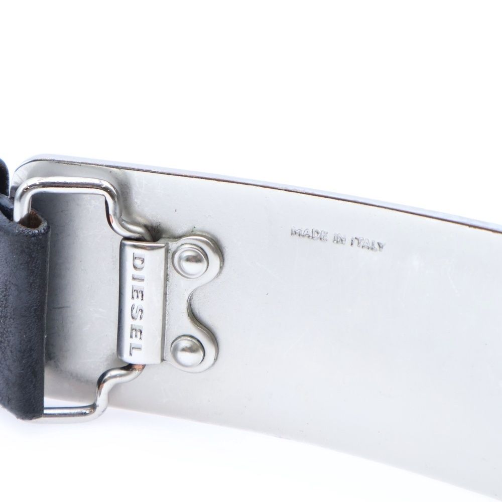 DIESEL (ディーゼル) メタル ロゴプレート バックル レザー ベルト