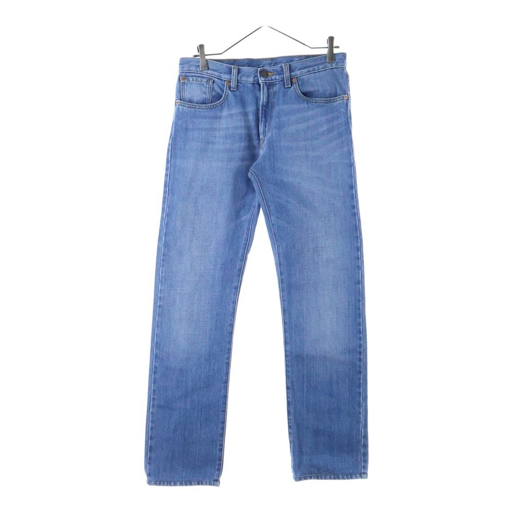 GUCCI デニムパンツ LOVED刺繍ライトブルー GUCCI (グッチ) LOVED 鳥刺繍 ロゴパッチ付デニムパンツ ブルー 430365